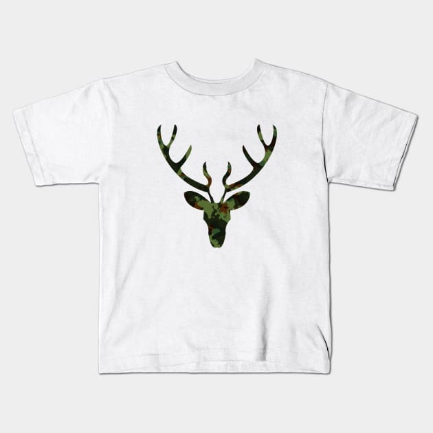 Camo Stag Kids T-Shirt by mademorgan